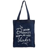 Сумка-шоппер джинсовая на молнии I am a day dreamer (40*33см) (темно-синий)