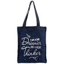 Сумка-шоппер джинсовая на молнии I am a day dreamer (40*33см) (темно-синий)