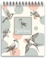 Альбом для эскизов Скетчпад Феникс+ 60л., А6 Птички обложка 7БЦ под матовой пленкой,на спирали