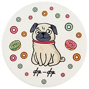 Подставка под кружку Мопс фр-фр (керамика) (11 см) (ПВХ бокс)