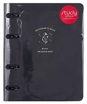 Тетрадь 120л кл. "Thoughts", черный, на кольцах, тиснение фольгой, обл. кож.зам