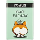 Обложка для паспорта Корги с короной Ignore everybody (ПВХ бокс) (ОП2019-229)