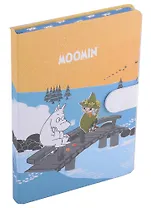 Блокнот с магнитной застежкой Moomin "Муми-тролль и Снусмумрик на мосту", 256 страниц, 13х19