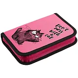 Пенал школьный 1отд. " КРЭЙЗИ КОТ" 20*13,3*3,5см, молния, откидной клапан