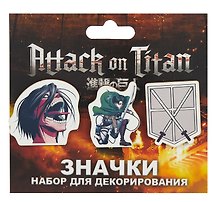 Набор значков Атака Титанов Леви (дерево) (3 штуки)