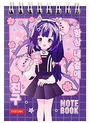 Блокнот А7 60л кл. "Неко-Тян аниме" мел.картон, гребень, ассорти