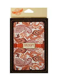 Обложка для паспорта кожа Пейсли бордо (20078)