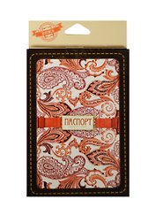 Обложка для паспорта кожа Пейсли бордо (20078)