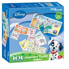 Игра, Домино, Step puzzle/Степ Пазл, Дисней, 101 Далматин, Цифры, с пазлом