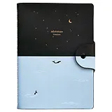 Тетрадь А5 96л кл. "Adventure" голубой, иск.кожа, мягк.переплет, тисн.фольгой, полускр.спираль, кнопка