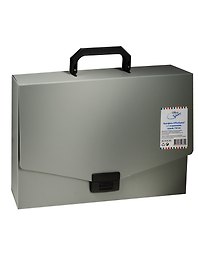 Папка -портфель пластиковый с замком и ручкой А4, серый, OfficeSpace