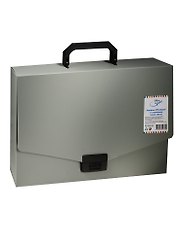 Папка -портфель пластиковый с замком и ручкой А4, серый, OfficeSpace