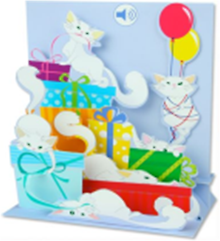 3D открытка Вечеринка кошек (Party Cats) (музыка) (SS012)