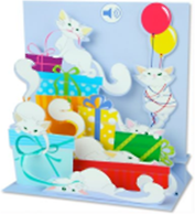 3D открытка Вечеринка кошек (Party Cats) (музыка) (SS012)