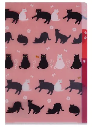 Папка-уголок А6 с разделителями "Коты", 4 раздела - 0