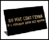 табличка "Во мне спит гений" на стол 15*8*3,5см пластик 472276