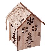 Ёлочная игрушка «Домик» с подсветкой, дерево, 7x5,5 см - 1