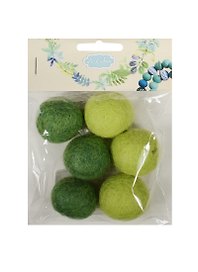 Набор бусин валяных из шерсти (3 см) (6 шт) (зел., салат.) (14-00941-J18)