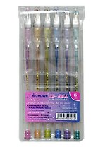 Ручки гелевые Crown, Metallic, 6 цветов 0,7 мм