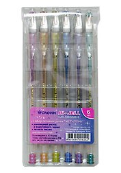 Ручки гелевые Crown, Metallic, 6 цветов 0,7 мм