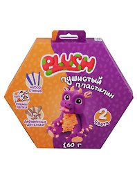 Набор для творчества, Пластилин пушистый ТМ PLUSH фиолетовый +оранжевый, 160гр.