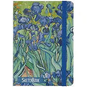 Скетчбук А5 80л "Ван Гог. Ирисы" 70г/м2, кремовая бумага, тв. переплет, резинка
