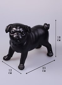 Фигурка полирезина Мопс черный (23x15x18) (44422)