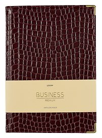 Книга для записей А4 100л кл. "BUSINESS PREMIUM. Iguana (бордо)" иск.кожа, поролон, мет.уголки, тонир.блок. зол.торец, 2 ляссе, инд.уп.