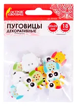 Пуговицы декоративные Совята (20х25 мм) (18 шт) (661420) (3+) (дерево) (упаковка) (Остров сокровищ)