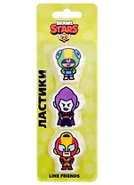Ластики 3 штуки "Brawl Stars. Леон, Мортис, Макс" фигурные, блистер