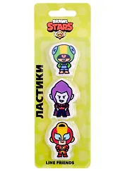 Ластики 3 штуки "Brawl Stars. Леон, Мортис, Макс" фигурные, блистер