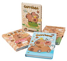 Книга для записей А5 68 листов в линейку, "Funny Capybara", магнитная застежка, в ассортименте