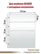Комплект листов для бон 245*310мм на 4 горизонтальные ячейки 225*72мм  форматa Grand 5шт