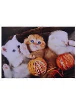 Алмазная мозаика квадратная 30х40(класс.)(27цв.) Маленькие голубоглазые котята с клубочками. ( Арт. F4-027)