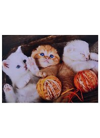 Набор для творчества Рыжий Кот. Алмазная мозаика квадратная «Маленькие голубоглазые котята с клубочками», 30 х 40 см, 27 цветов