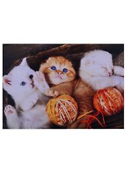 Алмазная мозаика квадратная 30х40(класс.)(27цв.) Маленькие голубоглазые котята с клубочками. ( Арт. F4-027)