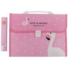 Папка -портфель пластиковый «Nice flamingo» А4, 12 отделений, в индивидуальной упаковке, в ассортименте