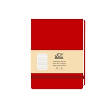 Блокнот А6 100л лин. "Joy Book. Очень красный" иск.кожа, тонир.блок, скругл.углы, горизонт.резинка, карман, инд.уп.