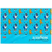 Альбом для рисования Hatber, "Мой друг Дино", А4, 12 листов, на скрепке, в ассортименте