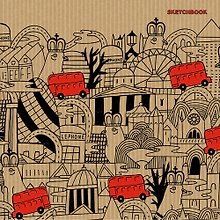 Скетчбук 195*195, 80л. Безумный город (графика), 7Б крафт-бумага., сшитый блок