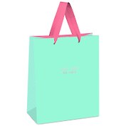 Пакет А6 14*11*6,5 "Bright turquoise" жен., бум.мат.ламинатПакет подарочный 11*14*6,5см MESHU "Bright turquoise", отд. фольгой, выборочный лак, матовая ламинация