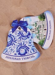 Магнит раздвижной в форме колокольчика Тюмень (Спасская церковь), 6,5 х 6,9 см   1885697