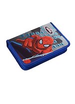 Пенал школьный 1отд. "Spider-man" 20,5*14*3,5см, ламин., печать по фольге, конгрев, крепление для канц.принадл., голубой, Disney