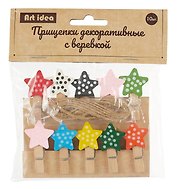 Прищепки декоративные с верёвкой «Звезды», 10 штук, Art idea