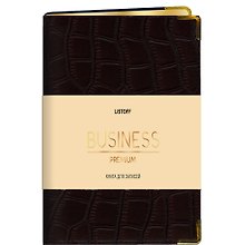 Книга для записей А5 80л "BUSINESS PREMIUM. Iguana Impact (черный)" иск.кожа, поролон, тв.переплет, мет.уголки, золот.срез, 2 ляссе, инд.уп.