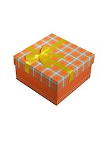 Коробка подарочная 15*14*7,5см, декор. бант, клетка, золото, картон, Хансибэг