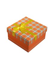 Коробка подарочная 15*14*7,5см, декор. бант, клетка, золото, картон, Хансибэг