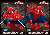 Картон цветной 08цв 08л А4 "Spider-man" 2цв металлиз., карт.папка, Disney