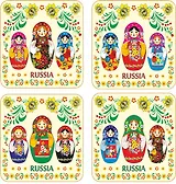 Сувенир АКМ Набор плакеток Три матрешки, беж, 4 шт