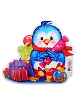 Плакат вырубной А4 "Птичка с новогодними подарками"